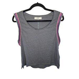 NATURAL LIFE Top Sleeveless Pink/Blue Foil Trim Women's Size Medium